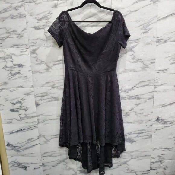 MllesReve Dresses & Skirts - MllesReve Cocktail Party Dress Women Size XL Black Vintage Floral Lace Hi Low